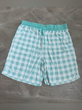 Men's Aqua Check Lounge Shorts - Lightweight Comfort
